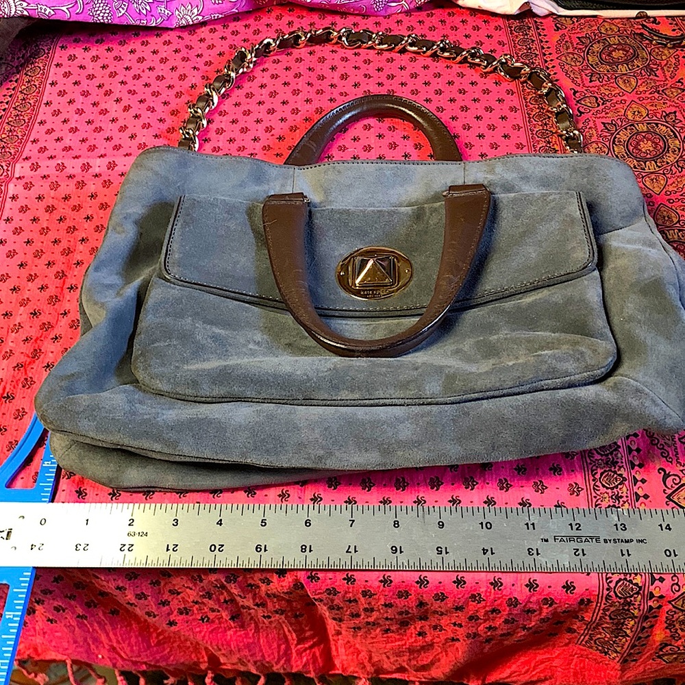 Kate Spade suede and unbuckle grey satchel